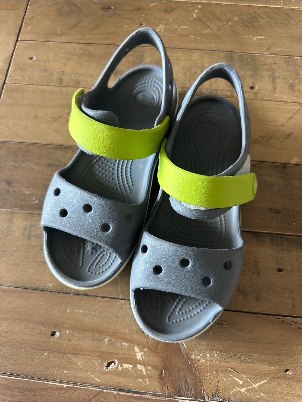 Kids Grey and Lime Green Comfort croc Sandals